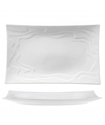 Wave Piatto Rettangolare Cm 35,8x22,8 New Bone China M1934 Confezione Da 4