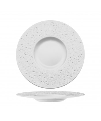 Moon Bianco Piatto Gourmet Ø Cm 29 New Bone China Lucido Interno Ø Cm 14 Gural Confezione Da 6