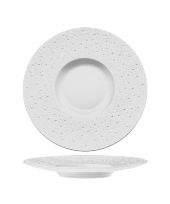 Moon Bianco Piatto Gourmet Ø Cm 32 New Bone China Lucido Interno Ø Cm 16 Gural Confezione Da 6