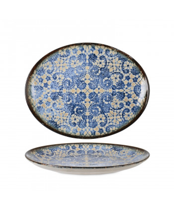 Bluet Vassoio Ovale Cm 30,6x24 Premium Fine China Digital Print Rinart Porcelai Confezione Da 6